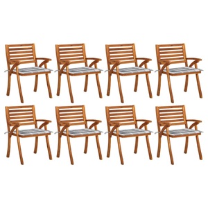 vidaXL, vidaXL Gartenstühle mit Kissen 8 Stk. Massivholz Akazie, vidaXL Gartenstühle mit Kissen 8 Stk. Massivholz Akazie
