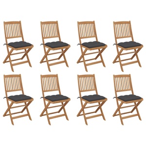 vidaXL, vidaXL Klappbare Gartenstühle mit Kissen 8 Stk. Massivholz Akazie, vidaXL Klappbare Gartenstühle mit Kissen 8 Stk. Massivholz Akazie