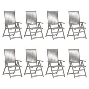 vidaXL, vidaXL Verstellbare Gartenstühle 8 Stk. Grau Massivholz Akazie, 
