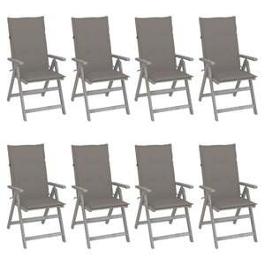 vidaXL, vidaXL Verstellbare Gartenstühle mit Auflagen 8 Stk. Grau Akazienholz