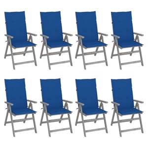 vidaXL, vidaXL Verstellbare Gartenstühle mit Auflagen 8 Stk. Grau Akazienholz