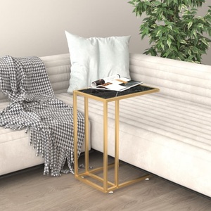vidaXL, vidaXL Computer-Beistelltisch Schwarz Marmor 50x35x65 cm Hartglas