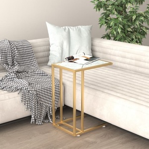 vidaXL, vidaXL Computer-Beistelltisch Weiß Marmor 50x35x65 cm Hartglas