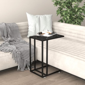 vidaXL, vidaXL Computer-Beistelltisch Schwarz Marmor 50x35x65 cm Hartglas, vidaXL Computer-Beistelltisch Schwarz Marmor 50x35x65 cm Hartglas