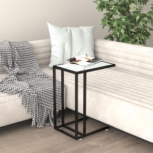 vidaXL, vidaXL Computer-Beistelltisch Weiß Marmor 50x35x65 cm Hartglas