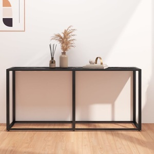 vidaXL, vidaXL Konsolentisch Schwarz Marmor-Optik 160x35x75,5 cm Hartglas