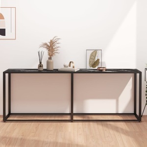 vidaXL, vidaXL Konsolentisch Schwarz Marmor-Optik 200x35x75,5 cm Hartglas