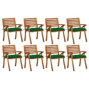 vidaXL, vidaXL Gartenstühle mit Kissen 8 Stk. Massivholz Akazie, vidaXL Gartenstühle mit Kissen 8 Stk. Massivholz Akazie