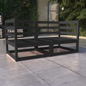 vidaXL, vidaXL 2-Sitzer-Gartensofa Schwarz Kiefer Massivholz, 