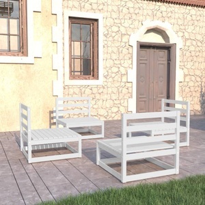 vidaXL, vidaXL 4-tlg. Garten-Lounge-Set Weiß Kiefer Massivholz