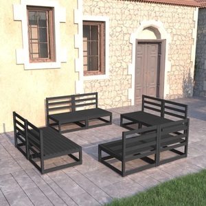 vidaXL, vidaXL 8-tlg. Garten-Lounge-Set Schwarz Massivholz Kiefer