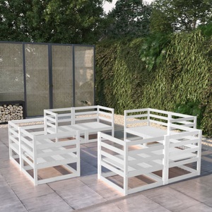 vidaXL 8-tlg. Garten-Lounge-Set Weiß Kiefer Massivholz