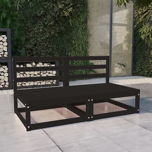 vidaXL, vidaXL 2-Sitzer-Gartensofa Schwarz Kiefer Massivholz, vidaXL Gartensofa 2-Sitzer Schwarz Massivholz Kiefer
