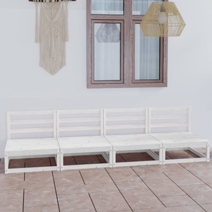 vidaXL, vidaXL 4-Sitzer-Gartensofa Weiß Kiefer Massivholz