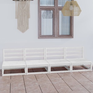 vidaXL, vidaXL 4-Sitzer-Gartensofa Weiß Kiefer Massivholz
