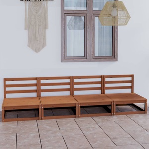 vidaXL, vidaXL 4-Sitzer-Gartensofa Honigbraun Massivholz Kiefer, vidaXL Outdoor-Sofa 4-Sitzer Honigbraun Massivholz Kiefer