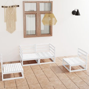 vidaXL 4-tlg. Garten-Lounge-Set Weiß Kiefer Massivholz