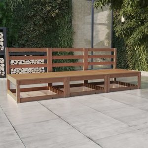 vidaXL, vidaXL 3-Sitzer-Gartensofa Honigbraun Massivholz Kiefer, vidaXL Outdoor-Sofa 3-Sitzer Honigbraun Massivholz Kiefer