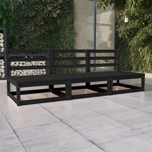 vidaXL, vidaXL 3-Sitzer-Gartensofa Schwarz Kiefer Massivholz, vidaXL Outdoor-Sofa 3-Sitzer Schwarz Massivholz Kiefer