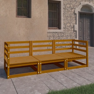 vidaXL, vidaXL 3-Sitzer-Gartensofa Honigbraun Massivholz Kiefer, vidaXL Outdoor-Sofa 3-Sitzer Honigbraun Massivholz Kiefer