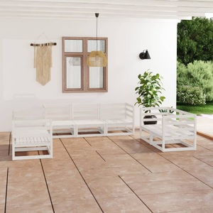 vidaXL 7-tlg. Garten-Lounge-Set Weiß Kiefer Massivholz