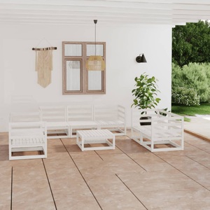 vidaXL 8-tlg. Garten-Lounge-Set Weiß Kiefer Massivholz