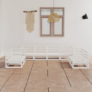 vidaXL 8-tlg. Garten-Lounge-Set Weiß Kiefer Massivholz