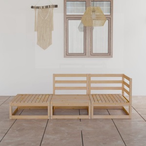 vidaXL 3-tlg. Garten-Lounge-Set Kiefer Massivholz