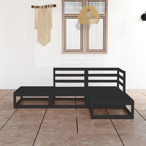 vidaXL, vidaXL 4-tlg. Garten-Lounge-Set Schwarz Massivholz Kiefer