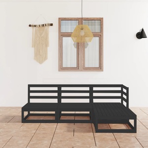 vidaXL, vidaXL 4-tlg. Garten-Lounge-Set Schwarz Massivholz Kiefer