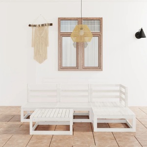 vidaXL, vidaXL 5-tlg. Garten-Lounge-Set Weiß Kiefer Massivholz, 