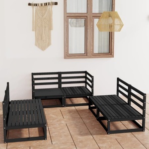 vidaXL, vidaXL 6-tlg. Garten-Lounge-Set Schwarz Massivholz Kiefer