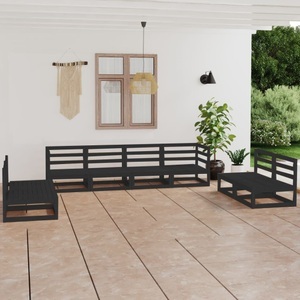 vidaXL, vidaXL 8-tlg. Garten-Lounge-Set Schwarz Massivholz Kiefer