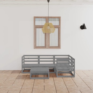vidaXL, vidaXL 5-tlg. Garten-Lounge-Set Grau Kiefer Massivholz, vidaXL 5-tlg. Garten-Lounge-Set Grau Massivholz Kiefer