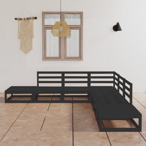 vidaXL, vidaXL 7-tlg. Garten-Lounge-Set Schwarz Massivholz Kiefer