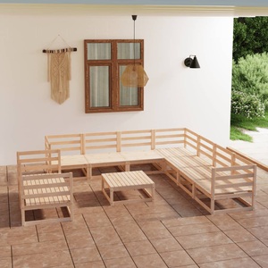 vidaXL, vidaXL 10-tlg. Garten-Lounge-Set Massivholz Kiefer, 