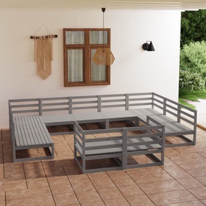 vidaXL, vidaXL 11-tlg. Garten-Lounge-Set Kiefer Massivholz, vidaXL 11-tlg. Garten-Lounge-Set Massivholz Kiefer