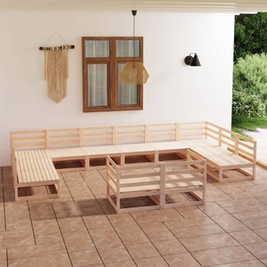 vidaXL, vidaXL 12-tlg. Garten-Lounge-Set Massivholz Kiefer, 