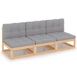 vidaXL, vidaXL 3-Sitzer-Sofa mit Kissen Massivholz Kiefer