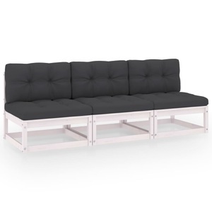vidaXL, vidaXL 3-Sitzer-Sofa mit Kissen Massivholz Kiefer