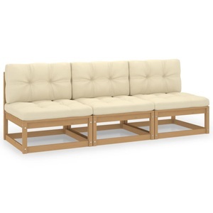 vidaXL, vidaXL 3-Sitzer-Sofa mit Kissen Kiefer Massivholz, vidaXL 3-Sitzer-Sofa mit Kissen Kiefer Massivholz