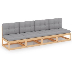 vidaXL, vidaXL 4-Sitzer-Gartensofa mit Kissen Massivholz Kiefer