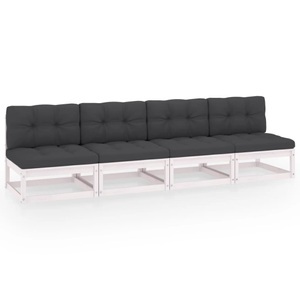 vidaXL, vidaXL 4-Sitzer-Gartensofa mit Kissen Massivholz Kiefer