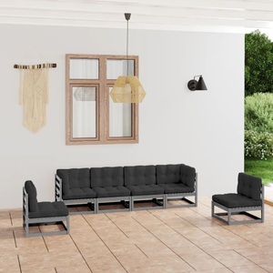vidaXL, vidaXL 6-tlg. Garten-Lounge-Set mit Kissen Kiefer Massivholz, vidaXL 6-tlg. Garten-Lounge-Set mit Kissen Kiefer Massivholz