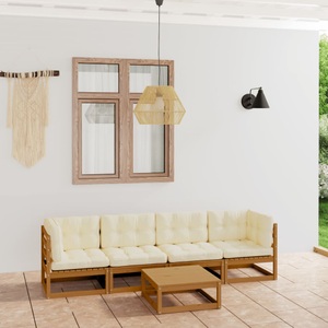 vidaXL, vidaXL 5-tlg. Garten-Lounge-Set mit Kissen Kiefer Massivholz, vidaXL 5-tlg. Garten-Lounge-Set mit Kissen Kiefer Massivholz