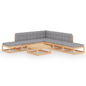 vidaXL, vidaXL 8-tlg. Garten-Lounge-Set mit Kissen Massivholz Kiefer, vidaXL 8-tlg. Garten-Lounge-Set mit Kissen Kiefer Massivholz