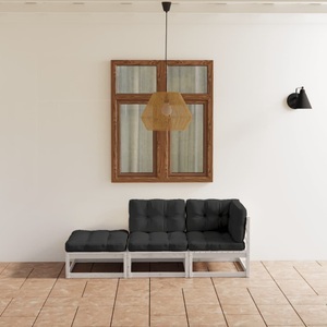 vidaXL, vidaXL 3-tlg. Garten-Lounge-Set mit Kissen Kiefer Massivholz, vidaXL 3-tlg. Garten-Lounge-Set mit Kissen Kiefer Massivholz