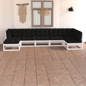 vidaXL, vidaXL 7-tlg. Garten-Lounge-Set mit Kissen Kiefer Massivholz, vidaXL 7-tlg. Garten-Lounge-Set mit Kissen Massivholz Kiefer