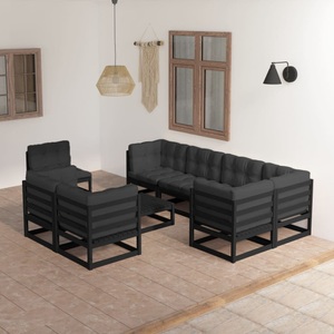 vidaXL, vidaXL 9-tlg. Garten-Lounge-Set mit Kissen Massivholz Kiefer, vidaXL 9-tlg. Garten-Lounge-Set mit Kissen Massivholz Kiefer