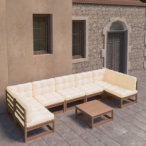vidaXL, vidaXL 8-tlg. Garten-Lounge-Set Kissen Honigbraun Kiefer Massivholz, vidaXL 8-tlg Garten-Lounge-Set mit Kissen Honigbraun Massivholz Kiefer